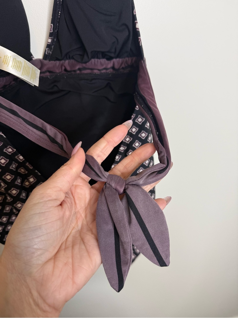 kate spade Black Patterned Halter One-Piece Swimsuit purple size large - Picture 5 of 7